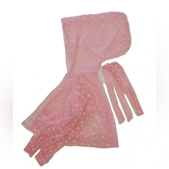 House Of Aris Sheer Pink Daisy Festival Cardigan Over Sized Hood Size  Medium - Picture 9 of 11